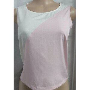 Banana Republic Sleeveless Cropped Blouse with Side Zippers-Pink/Ivory